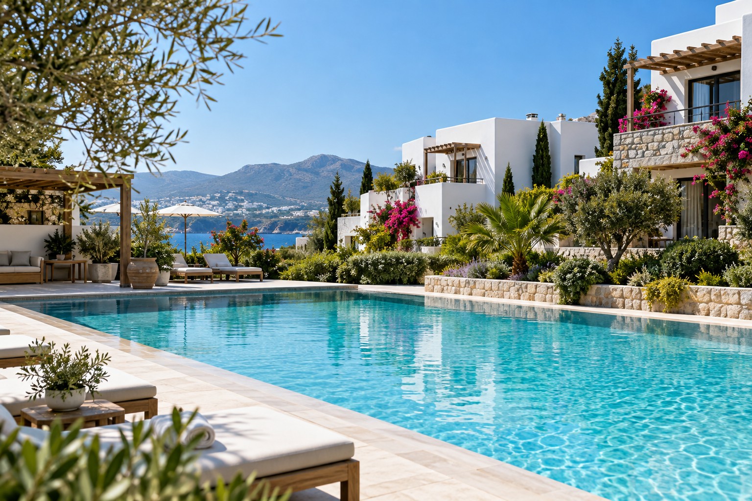 Temsili Bodrum konut sitesi ve havuz fotoğrafı